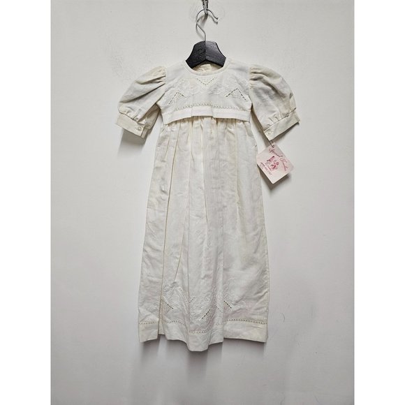 SPECIAL TOUCHES Linen Christening Gown Long Baptism Dress Gown Ivory Dresses
